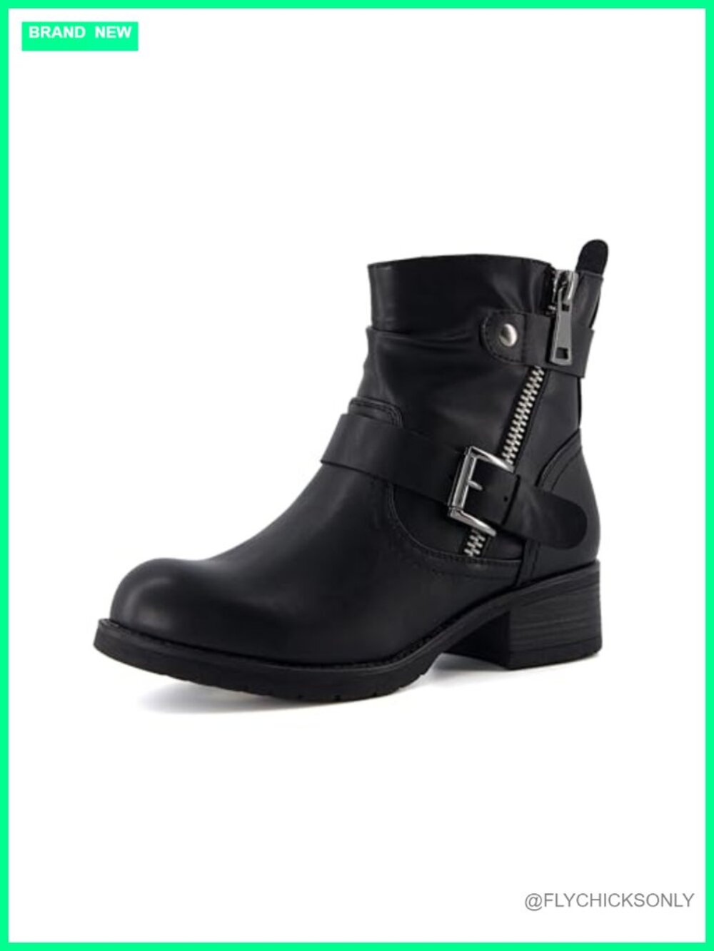 Womens Ankle Boots Faux Leather Memory Foam Combat Moto Booties